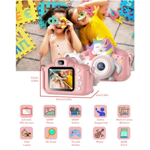 Gofunly Kids Digital Camera Colorful Unicorn Girly Camera Fun Artsy Ages 3-8 - Picture 2 of 8